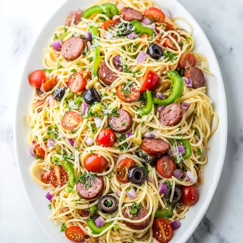 Summer Italian Spaghetti Salad Recipe - Recipe Image