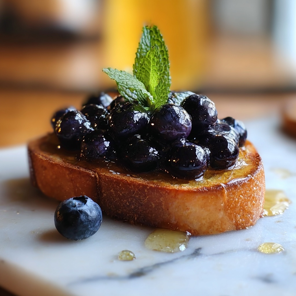 Blueberry Toast with Cream Cheese and Honey Recipe - Recipe Image