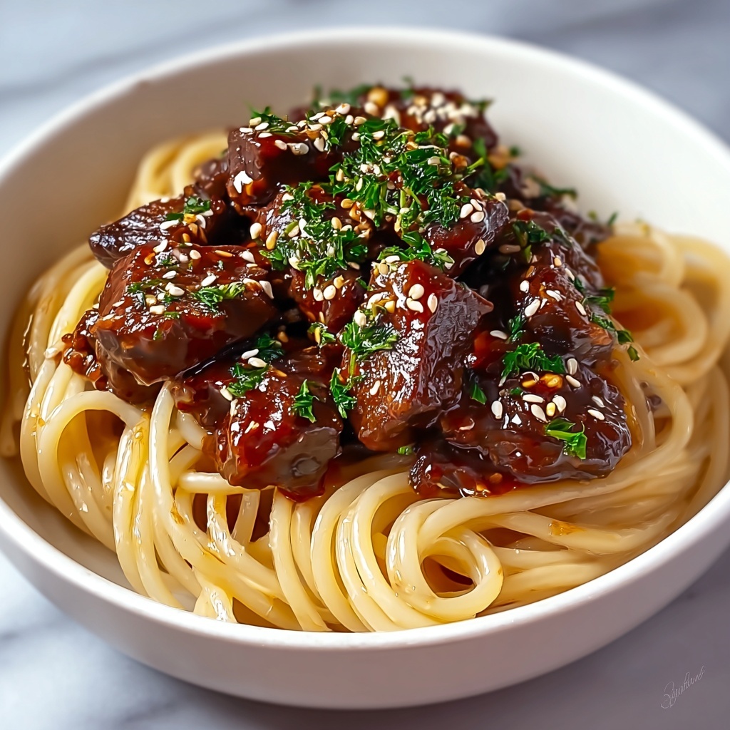 Sweet and Spicy Garlic Steak Pasta Recipe - Recipe Image
