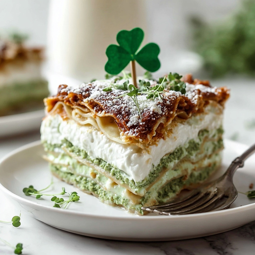 St. Patrick's Day Shamrock Lasagna Dessert Recipe - Recipe Image