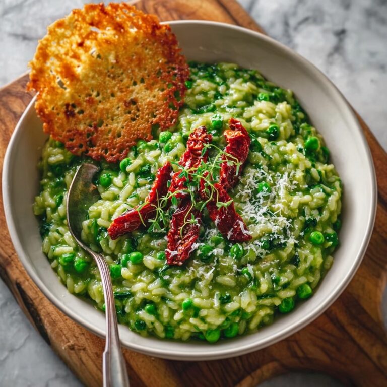Spinach & Pea Risotto with Parmesan Crisps Recipe