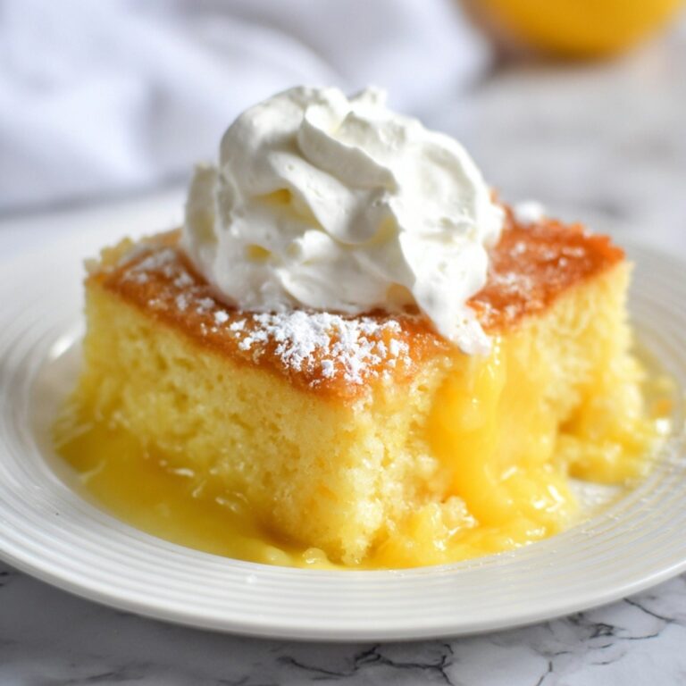 Lemon Pudding Cake with Fresh Whipped Cream and Lemon Slices Recipe
