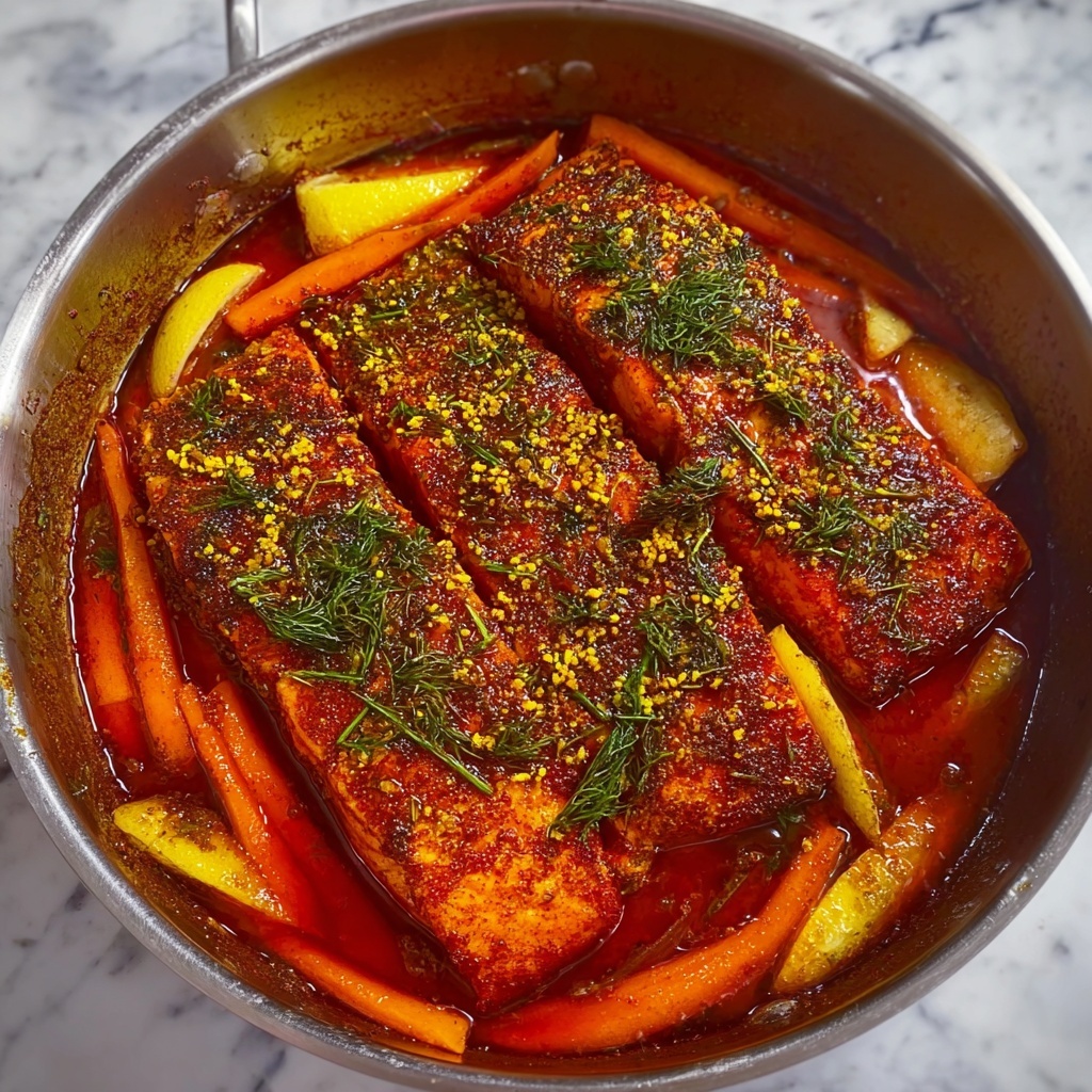 Spicy Salmon with Roasted Vegetable Sauce Recipe - Recipe Image